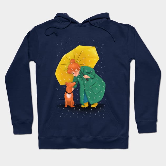 Rainy walkies and love illustration Hoodie by illograph